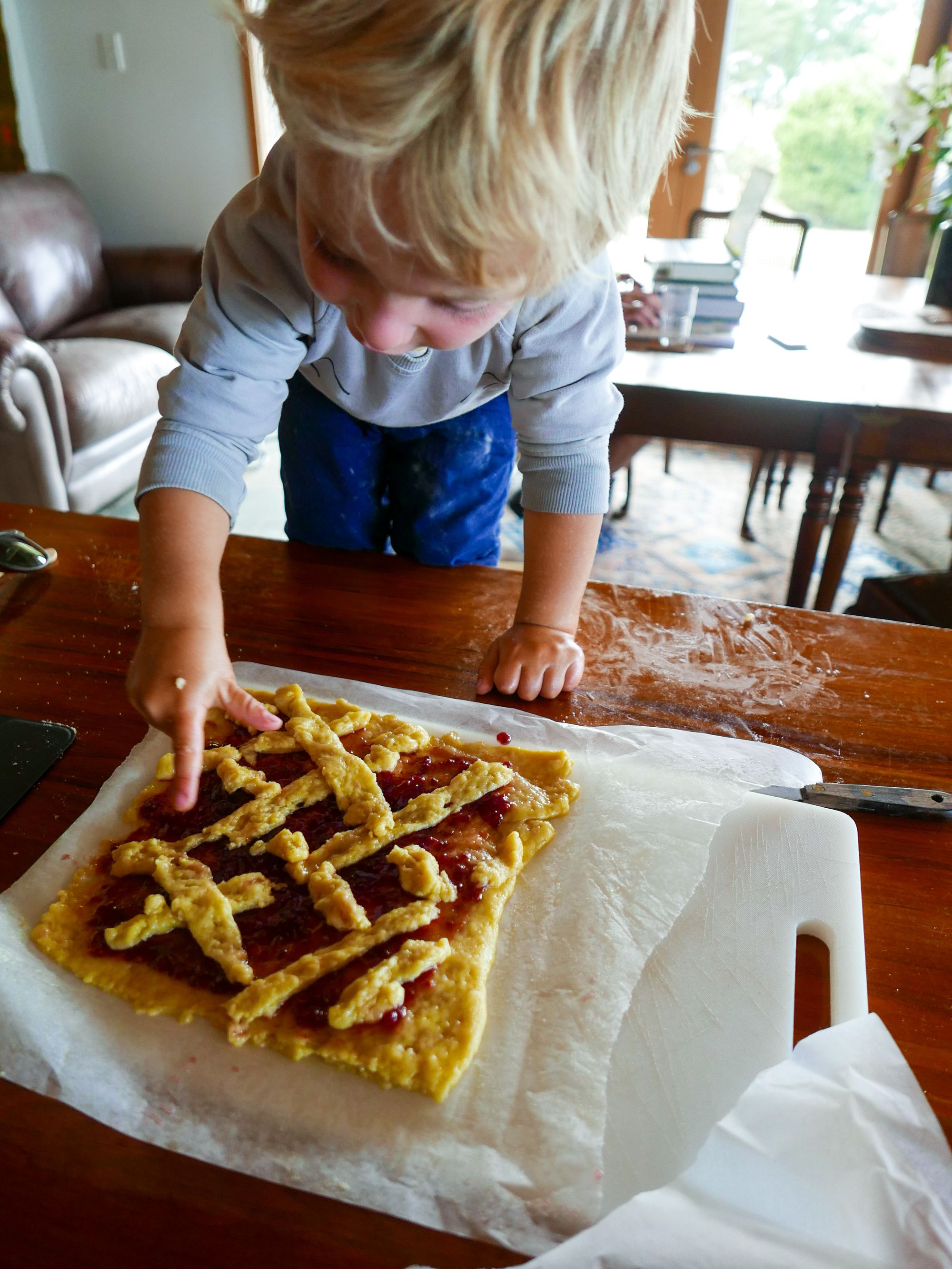 A cheaters jam pie. Baking with a toddler during lockdown